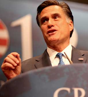 Former Governor Mitt Romney speaking at the 2012 CPAC in Washington, DC.